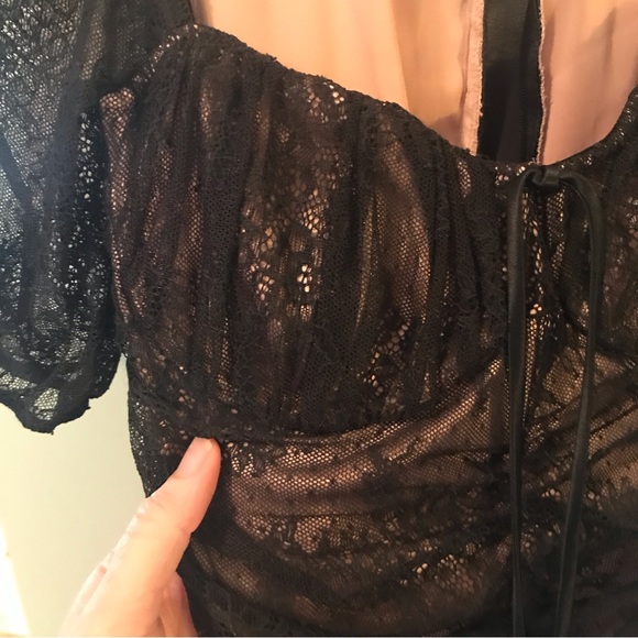 Victoria’s Secret Black Ruched Lingerie Look Lace Dress - Picture 4 of 9